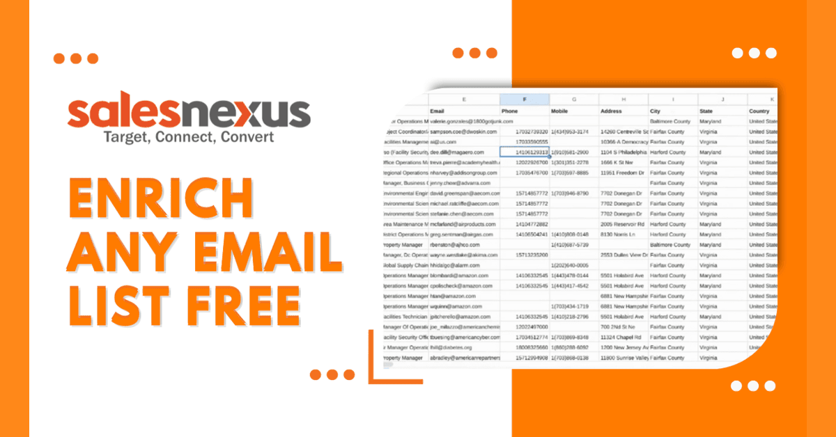 SalesNexus Launches Free Service to Enhance Email Lists with Missing Contact Information