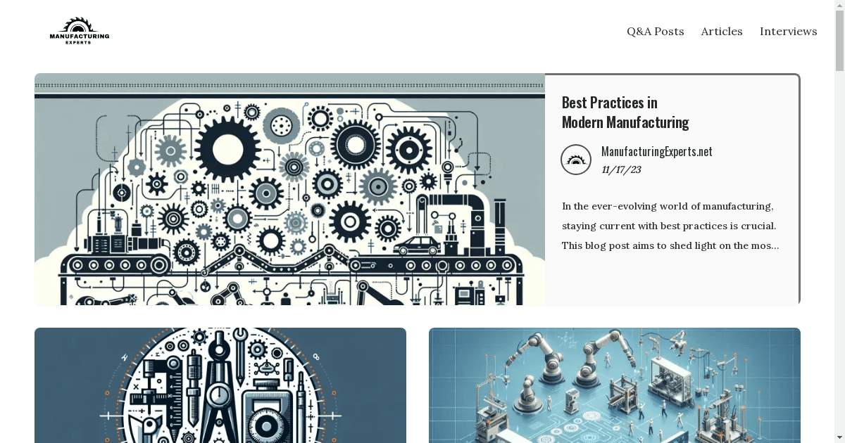 banner image for: ManufacturingExperts.net est lancé en tant que destination de premier choix pour les connaissances de l'industrie manufacturière.