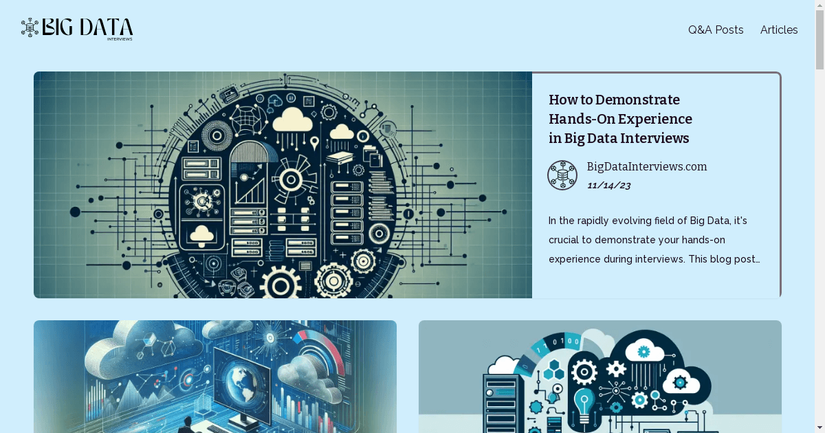 banner image for: BigDataInterviews.com est en ligne : Le point de référence des connaissances et des discussions en science des données.