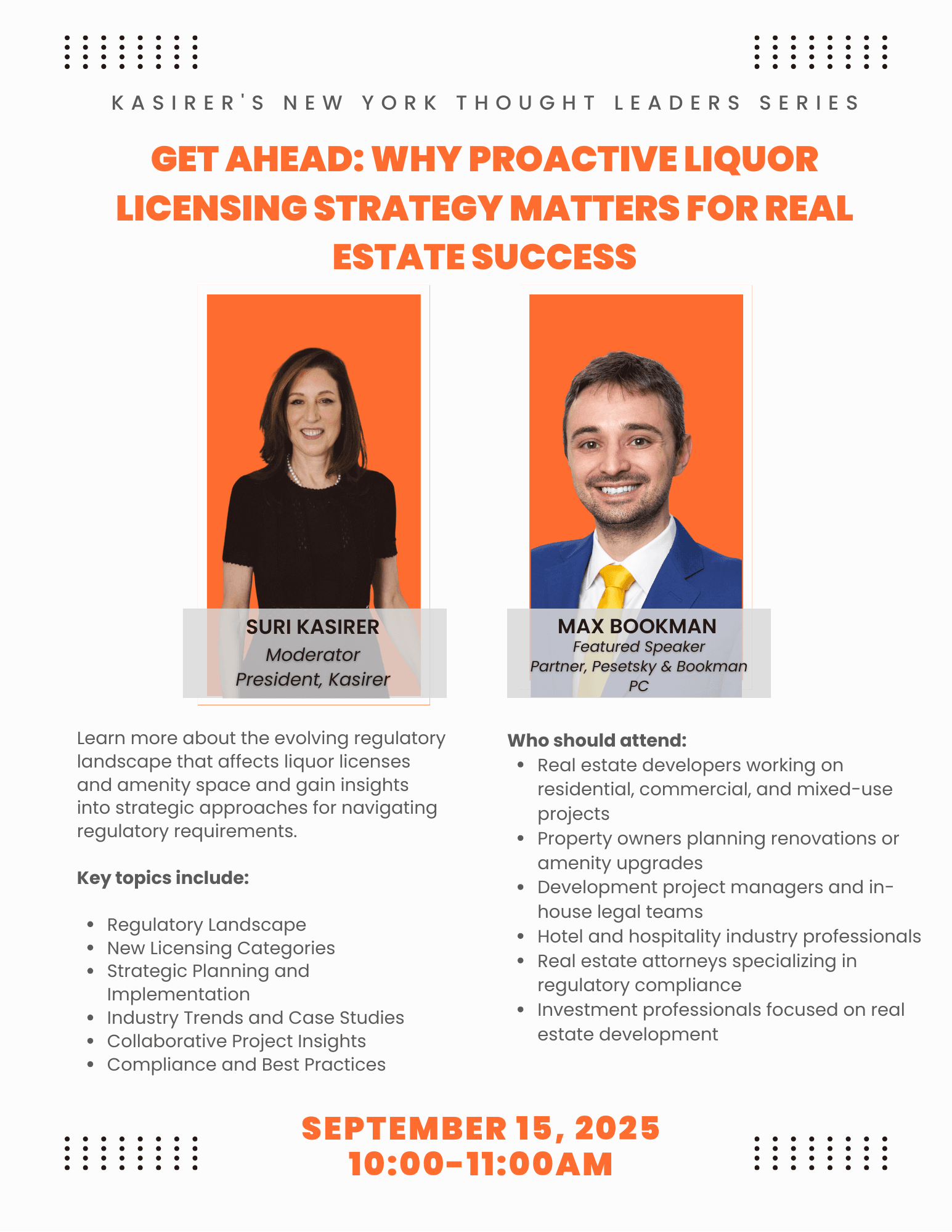 Kasirer to Host Webinar on Proactive Liquor Licensing Strategies for Real Estate Development