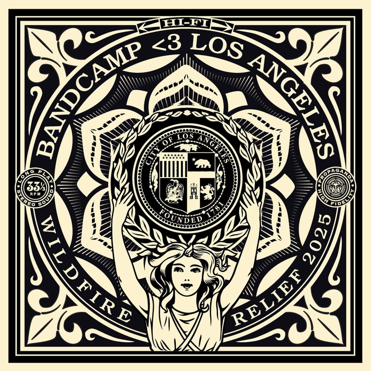 Shepard Fairey Partners with Bandcamp to Support LA Wildfire Relief Through Limited Edition T-Shirt