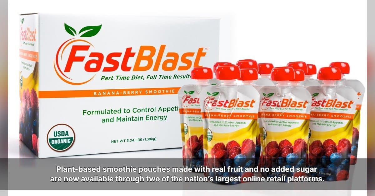 FastBlast Banana-Berry 100% Smoothie Expands U.S. Availability Through Amazon and Walmart.com