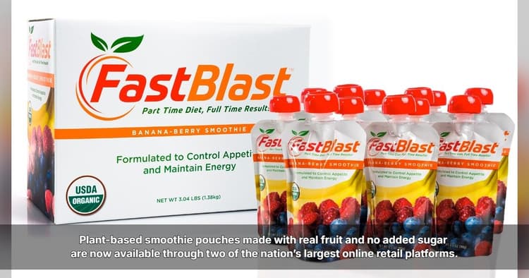 banner image for: FastBlast Banana-Berry 100% Smoothie Expands U.S. Availability Through Amazon and Walmart.com