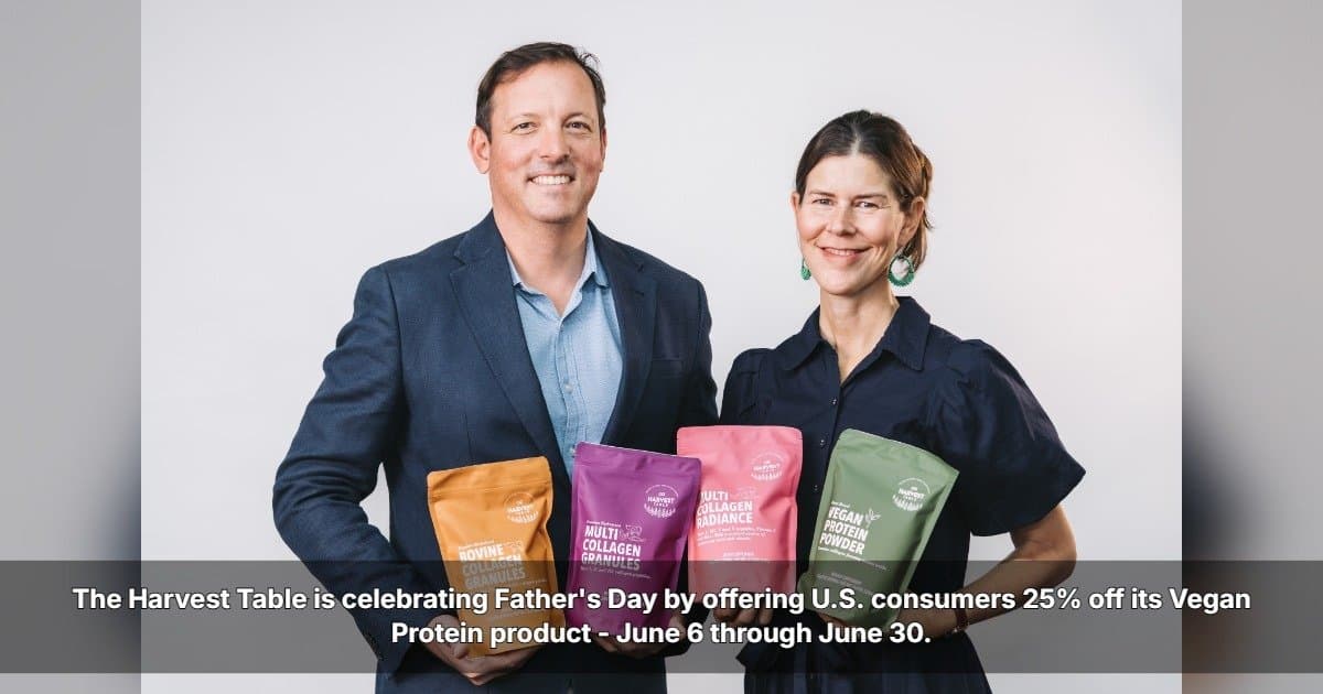 banner image for: The Harvest Table Celebrates Father's Day with 25% Off Vegan Protein on Amazon