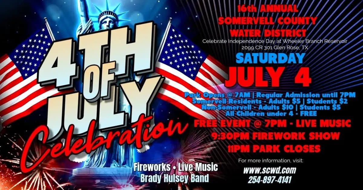 Glen Rose Announces July 4th Fireworks and Reckless Kelly Concert