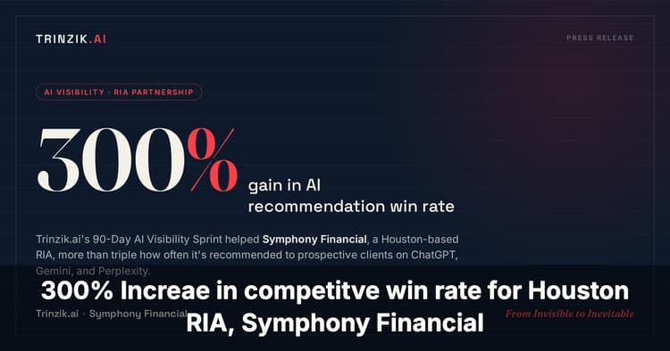 banner image for: Trinzik.ai partners with Houston RIA Symphony Financial, drives 300 percent gain in AI recommendation win rate