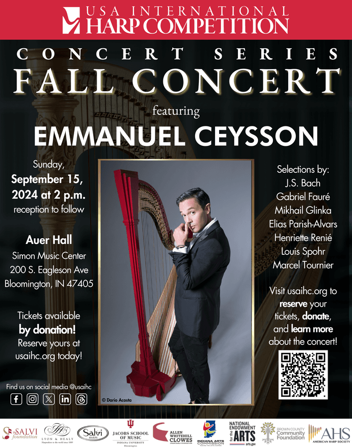 Emmanuel Ceysson, LA Philharmonic's Principal Harpist, to Perform in Bloomington