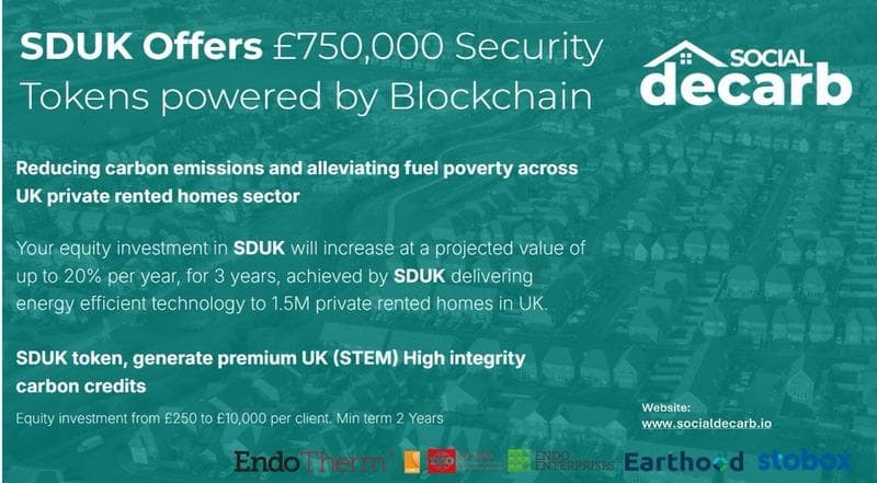 Social Decarb UK Launches £750,000 Security Token Offering to Combat Carbon Emissions and Fuel Poverty