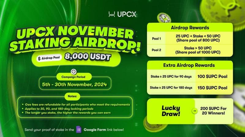 UPCX Launches $UPC Token Staking Event to Boost Financial Democratization