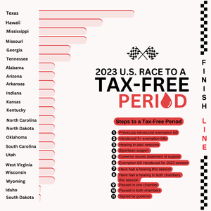 banner image for: Efforts to End Tampon Tax Across the U.S. Gain Momentum as States Pre-File Legislation for 2023
