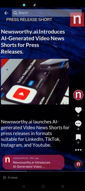 banner image for: Newsworthy.ai Introduces AI-Generated Video News Shorts for Press Releases