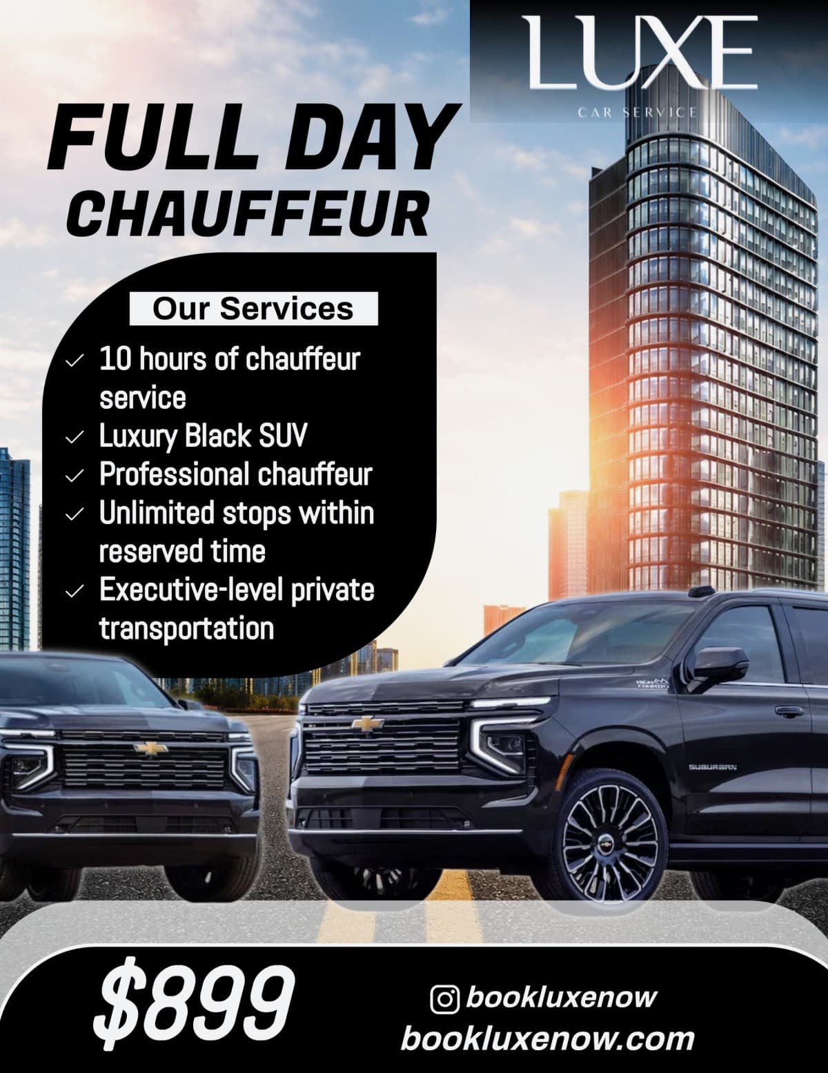 Luxe Car Service Launches $899 Full-Day Chauffeur Package for Corporate Travel in Massachusetts