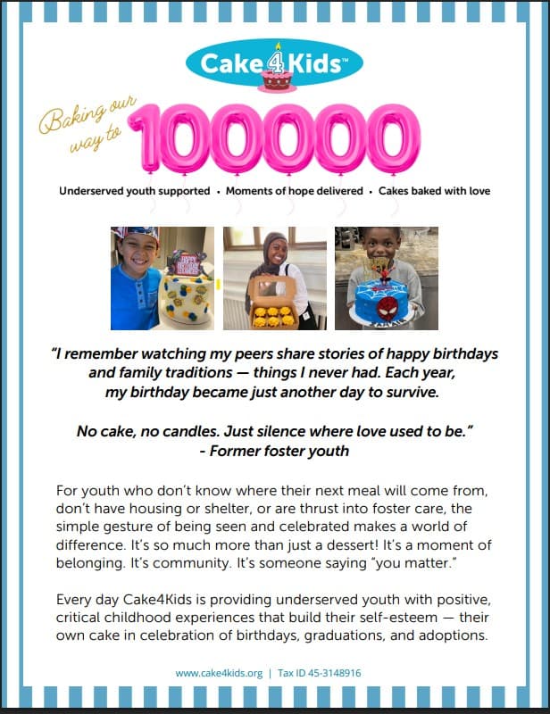Cake4Kids Boston Celebrates 100,000 Children Served with Free Community Cupcake Picnic
